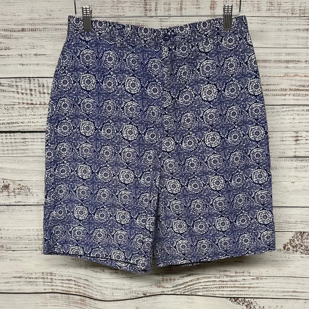 Men's J. Crew Vintage Shorts 90s Oarsman Print Bermuda Shorts Blue Size 33